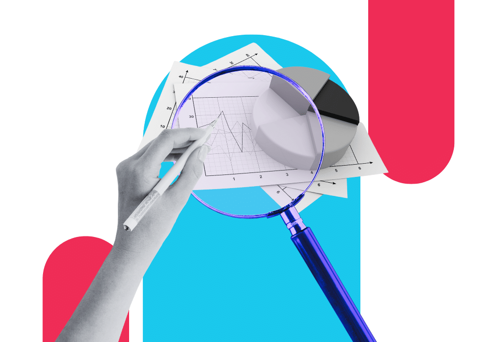 An open laptop resting on a hand against a pink backdrop with a coin stack graph projection, adjacent to the 1706 Advisors logo, symbolizing strategic financial planning and analysis from the Kentucky 2023 Size and Industry State Report